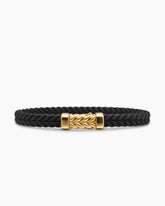 Chevron Bracelet in Black Rubber with 18K Yellow Gold, 6mm